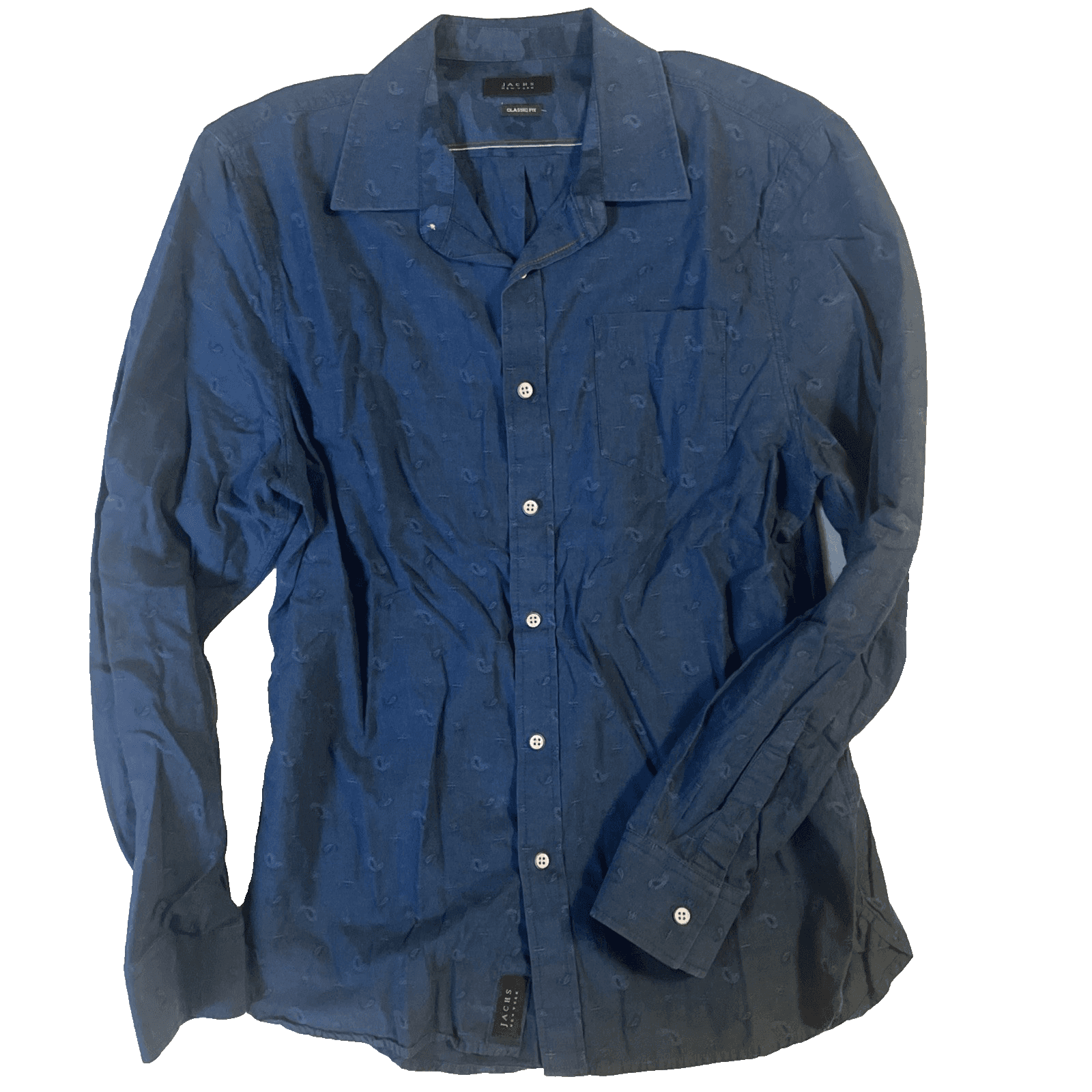 JACHS New York Shirt Men’s Medium Blue Long Sleeve Casual Subtle Paisley