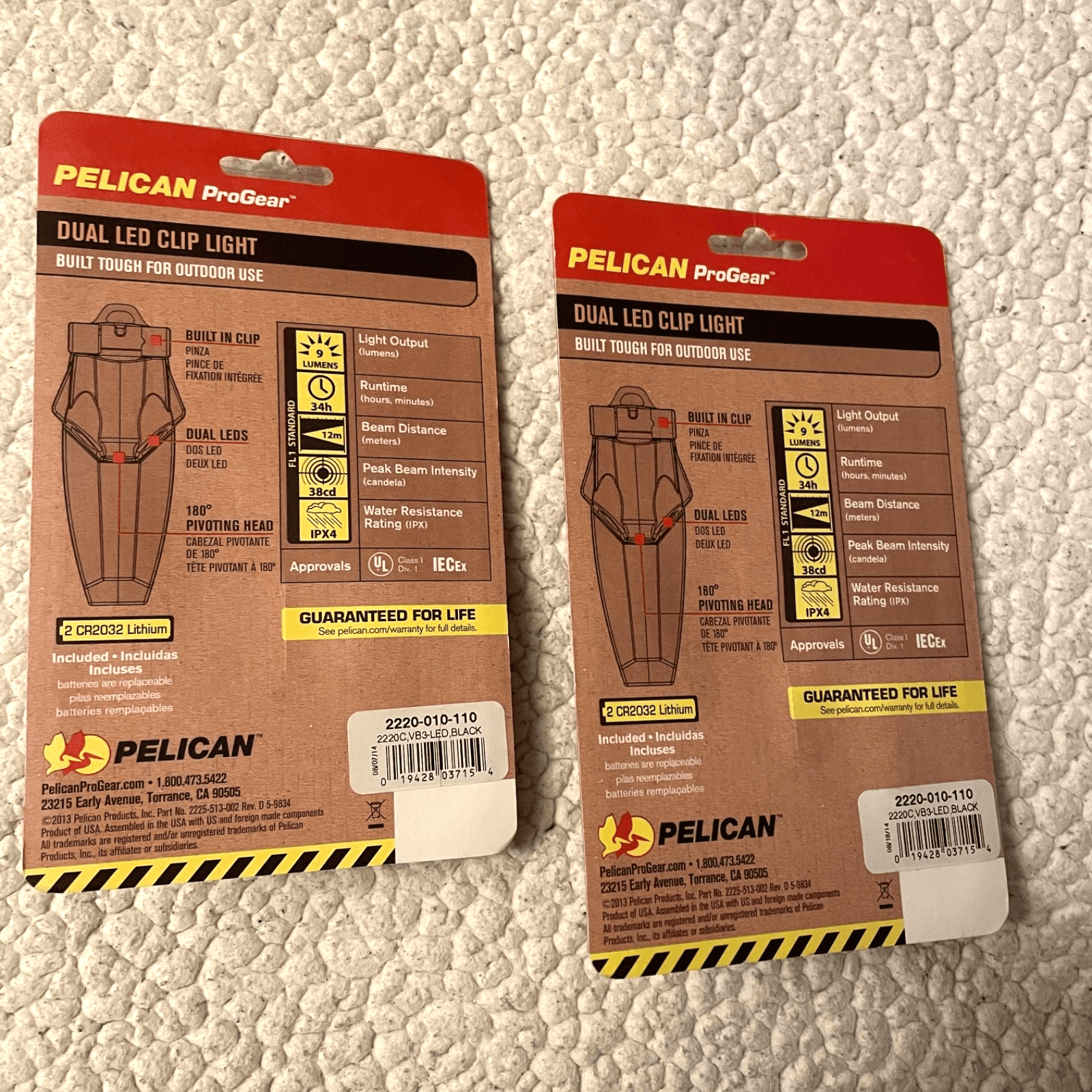 Pelican VB3 2220 LED Flashlights Clip On w/Batteries New in Package Lot of 2 - Thumbnail 2
