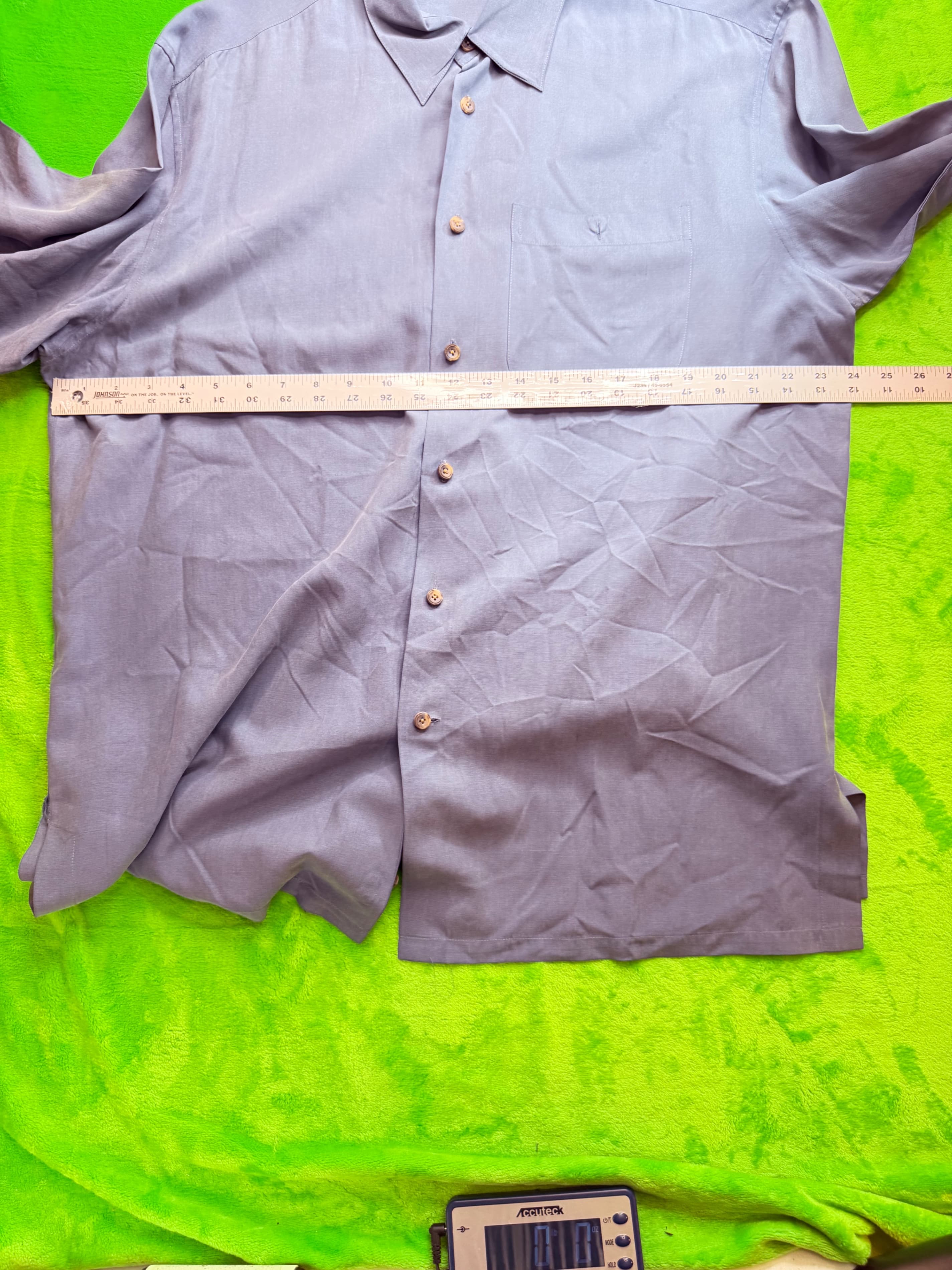 Barry Bricken Mens Silk Blend Camp Shirt Sz XL Gray-Blue - Thumbnail 6