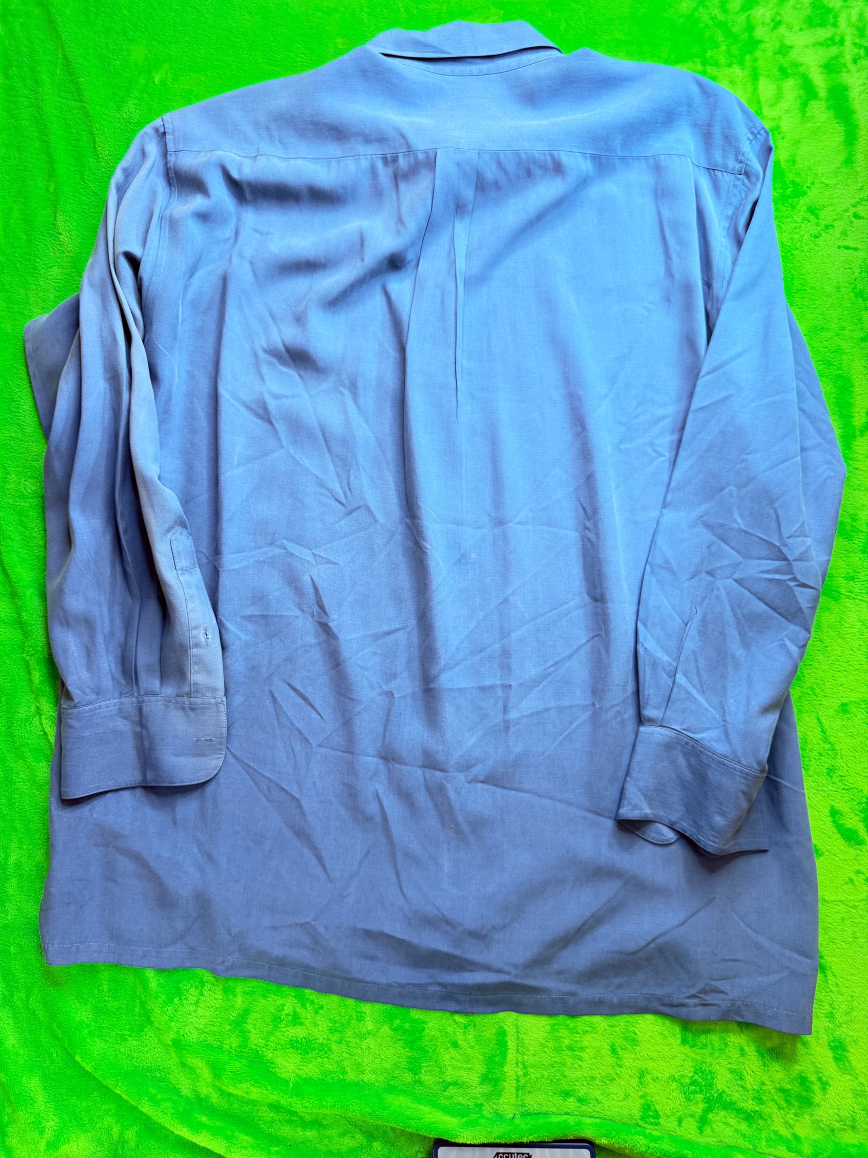 Barry Bricken Mens Silk Blend Camp Shirt Sz XL Gray-Blue - Thumbnail 2