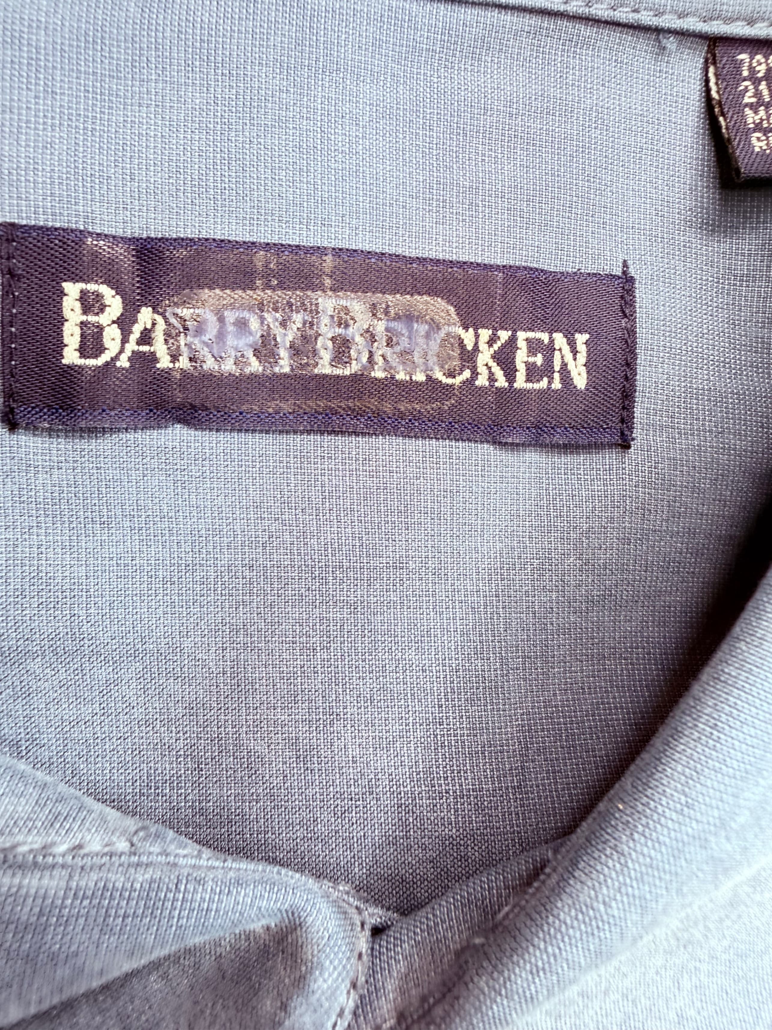 Barry Bricken Mens Silk Blend Camp Shirt Sz XL Gray-Blue - Thumbnail 3