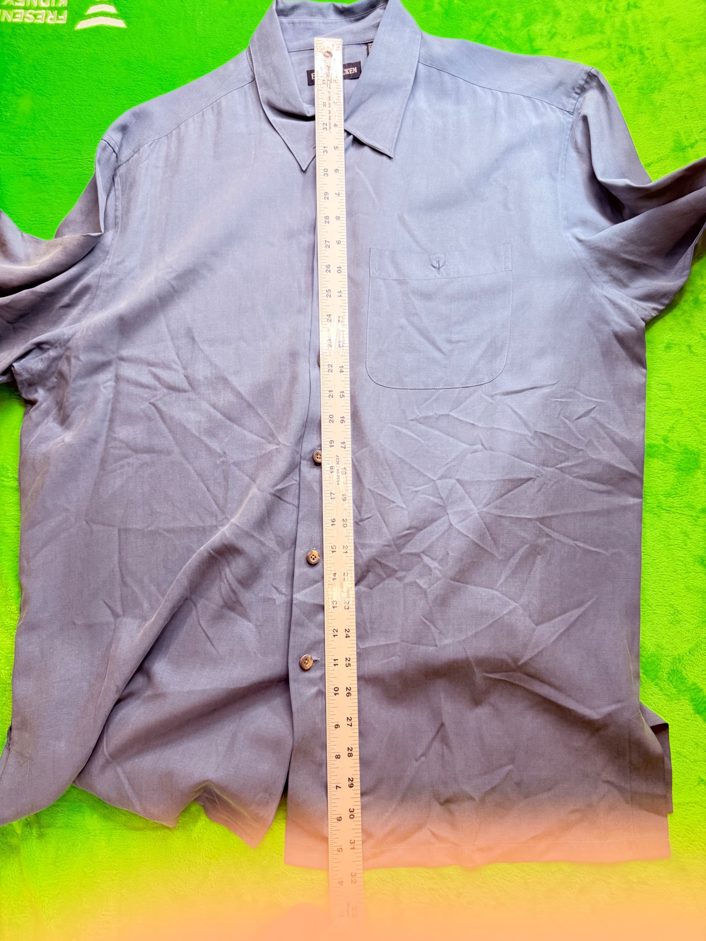 Barry Bricken Mens Silk Blend Camp Shirt Sz XL Gray-Blue - Thumbnail 7