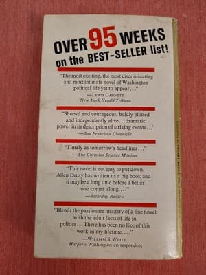 Advise And Consent By Allen Drury 1961 first printing, Cardinal edition complete - Thumbnail 2