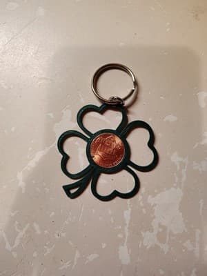 Lucky Penny Four Leaf Clover 3dPrinted Keychain Color Of Green May Vary On Stock - Thumbnail 4