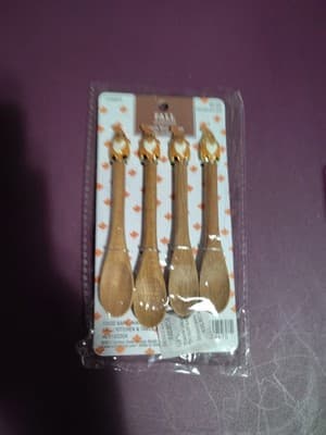 Fall Gnomes Natural Wood Small Spoons Herbs Jam or Jelly 5" Long 4 Spoons New - Thumbnail 2