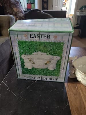 Cracker Barrel Easter Treasures Bunny Candy Dish Floral Whimsical Hand Painted - Thumbnail 4