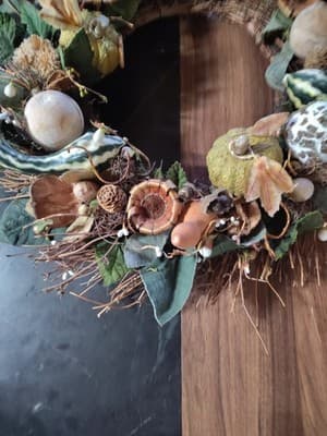 Fall Pumpkin Wreath: Boho Pampas Grass, Neutral Autumn Decor 20" - Thumbnail 4
