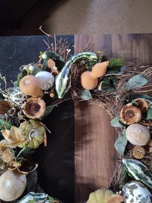 Fall Pumpkin Wreath: Boho Pampas Grass, Neutral Autumn Decor 20" - Thumbnail 5