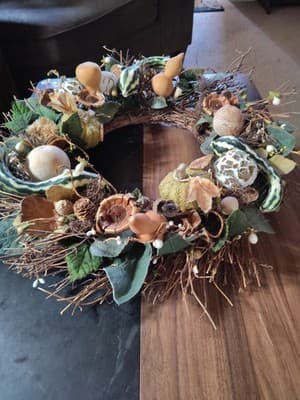 Fall Pumpkin Wreath: Boho Pampas Grass, Neutral Autumn Decor 20" - Thumbnail 6