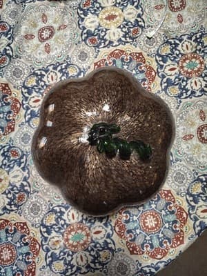 Hand Blown Art Glass Pumpkin Twist Stem Tortoise Green 11" Wide X 5.5" Tall - Thumbnail 2