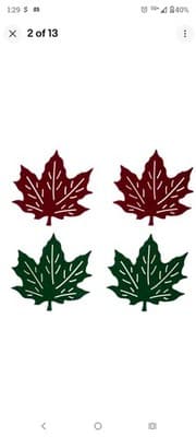 Set of 4 Same Felt Coasters, 5"x5", FALL,DOUBLE SIDED MULTICOLOR MAPLE LEAVES,HL - Thumbnail 2