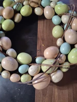 Vtg Grape Vine Wreath With Color Speckled Birds Eggs Easter - Thumbnail 3