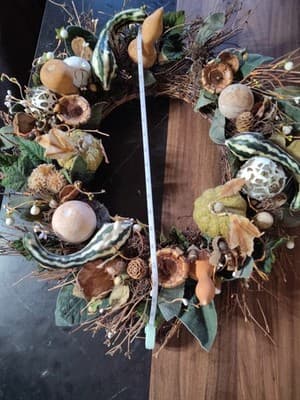 Fall Pumpkin Wreath: Boho Pampas Grass, Neutral Autumn Decor 20" - Thumbnail 8
