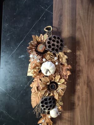 Artificial Autumn Harvest Hanging Swag with Pumpkins and Leaves for Decor - Thumbnail 2