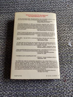 The Great Depression Of 1990~ Dr. Ravi Batra HC/DJ 1987 (FC205-4Q448 - Thumbnail 2