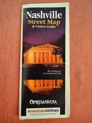 Vintage 1990 NASHVILLE Visitors Street Map and Visitor Guide