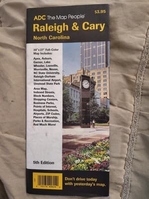 Vintage Map of RALEIGH & CARY NORTH CAROLINA, 5TH Edition, ADC