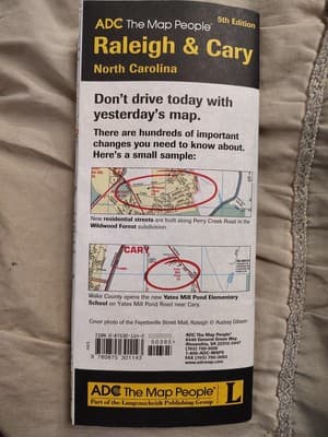 Vintage Map of RALEIGH & CARY NORTH CAROLINA, 5TH Edition, ADC - Thumbnail 2