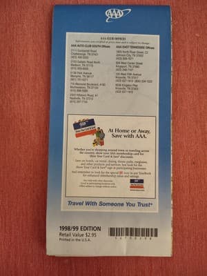 1998 Edition AAANashville Street Travel Road Map - Thumbnail 2