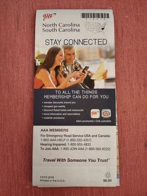 2019 AAA North & South Carolina State Highway Travel Road Map-Box 36 - Thumbnail 2