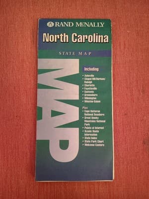 Vintage 1997 North Carolina State Map Rand McNally