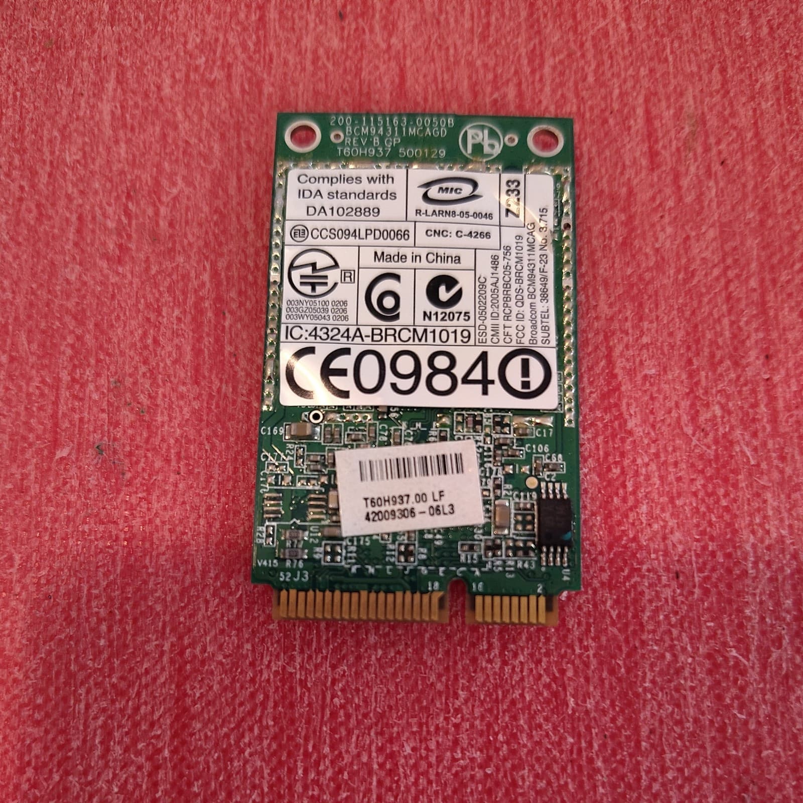 BroadCom Dell DW1490 BCM94311 BCM4311 Mini PCI-E WLAN Wireless Card JC977 - Thumbnail 2