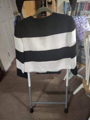Chico's Black Label Jacket Size 1 38” Black White Striped Lined Long Sleeve - Thumbnail 5