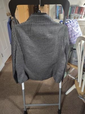 Coldwater Creek Classic Grey Houndstooth Wool Blend Mock Neck Blazer Jacket 14 - Thumbnail 5