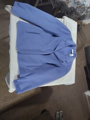 Liz Claiborne Periwinkle Purple Blue Wool Rabbit Open Jacket Size 14