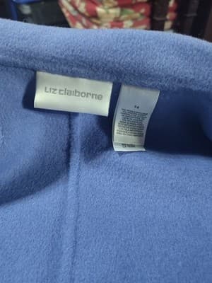Liz Claiborne Periwinkle Purple Blue Wool Rabbit Open Jacket Size 14 - Thumbnail 3