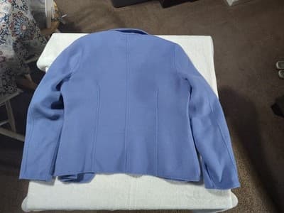 Liz Claiborne Periwinkle Purple Blue Wool Rabbit Open Jacket Size 14 - Thumbnail 2