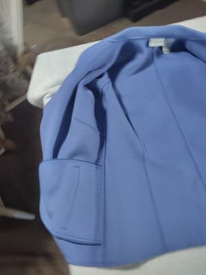 Liz Claiborne Periwinkle Purple Blue Wool Rabbit Open Jacket Size 14 - Thumbnail 4