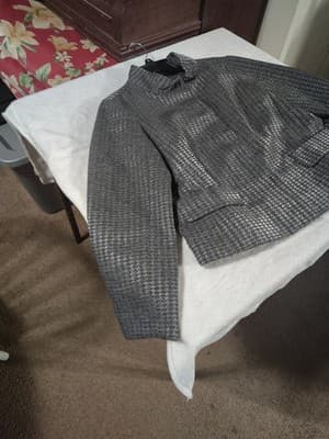 Coldwater Creek Classic Grey Houndstooth Wool Blend Mock Neck Blazer Jacket 14 - Thumbnail 2