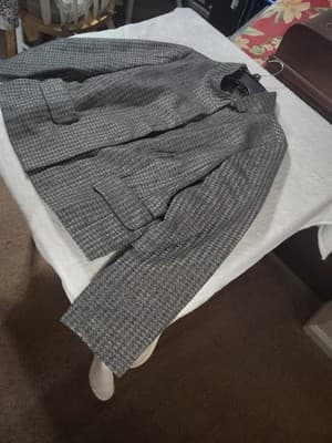 Coldwater Creek Classic Grey Houndstooth Wool Blend Mock Neck Blazer Jacket 14 - Thumbnail 3