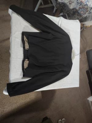 Chico's Black Label Blazer With Faux Leather Trim and Gold Snap Buttons SZ 2 - Thumbnail 4