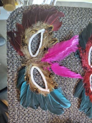 Vintage Mardi Gras Masquerade Mask Handmade Feathers - Thumbnail 3