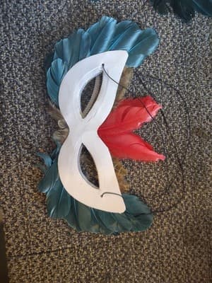 Vintage Mardi Gras Masquerade Mask Handmade Feathers - Thumbnail 2