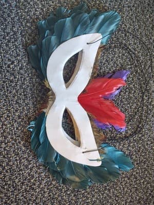 Vintage Mardi Gras Masquerade Mask Handmade Feathers - Thumbnail 6