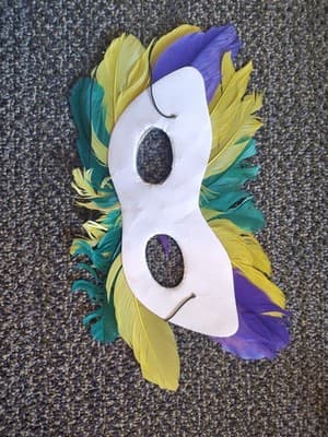 Vintage Mardi Gras Masquerade Mask Handmade Feathers - Thumbnail 10