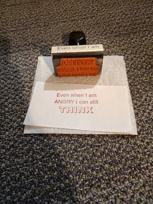 Vintage Personalized Wood Rubber Stamp "Even When I Am Angry I Can Still Think" - Thumbnail 4