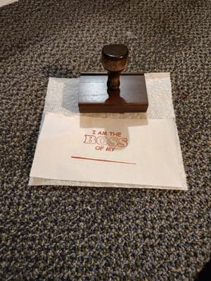 Vintage Personalized Wooden Office Rubber Stamp "I Am The Boss Of My ____" - Thumbnail 3