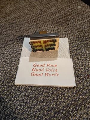 Vintage Personalized Wood Rubber Stamp "Good Face Good Voice Good Words" - Thumbnail 4