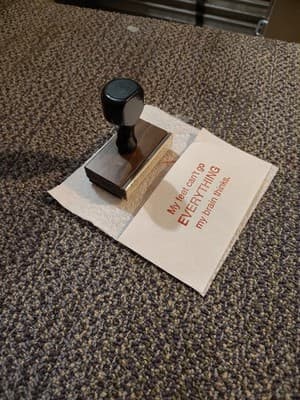 Vintage Personalized Wood Rubber Stamp "My Feet Can't Go Everything My Brain" - Thumbnail 2