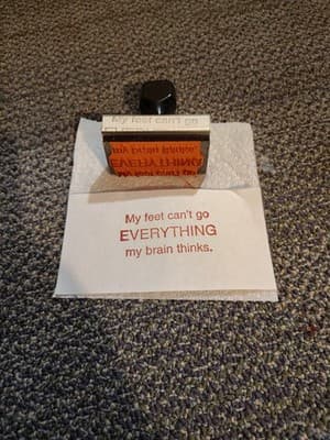 Vintage Personalized Wood Rubber Stamp "My Feet Can't Go Everything My Brain" - Thumbnail 4