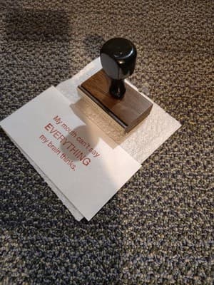 Vintage Personalized Wood Rubber Stamp "My Mouth Can't Say Everything My Brain" - Thumbnail 2