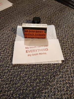 Vintage Personalized Wood Rubber Stamp "My Mouth Can't Say Everything My Brain" - Thumbnail 4