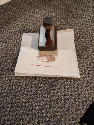 Vintage Personalized Wooden Office Rubber Stamp "I Am The Boss Of My ____" - Thumbnail 4