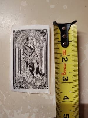 Wolf Stained Glass Black And Whit Sticker - Thumbnail 2