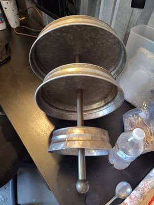 3 Tier Serving Tray Vintage Galvanized Metal Stand Kitchen Tiered Home - Thumbnail 2