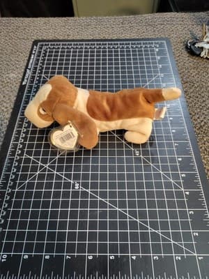 🐾TRACKER 🐾 1997 Ty Beanie Babies Brown & Cream Basset Hound DOG Plush *MWMT* - Thumbnail 5